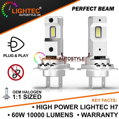 2x H7 White CanBus Error Free 10000lm CSP LED Headlight Bulbs Fog DRL Mail 6000k - Picture 1 of 9