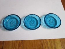 Blue Intaglio Open Salt Cellar/Individual Ashtray Angel Roman Woman Deep Etched