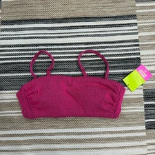 Tabitha Brown x Target Women's Padded Bandeau Bikini Top Hot Pink Size D/DD