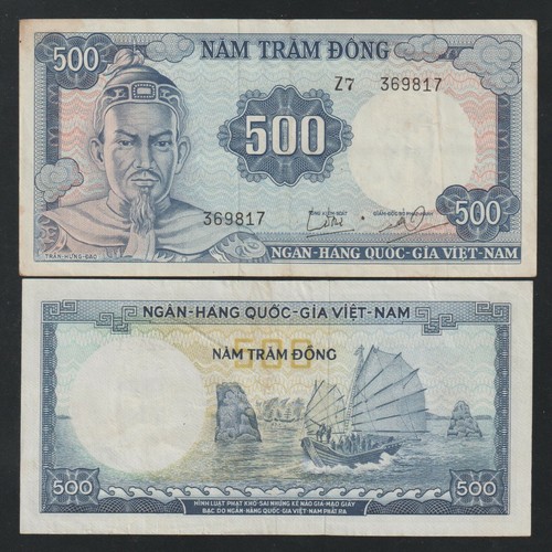 1966 South Vietnam National Banknote Trần Hưng Đạo Watermark Pick 23a   - Picture 1 of 4