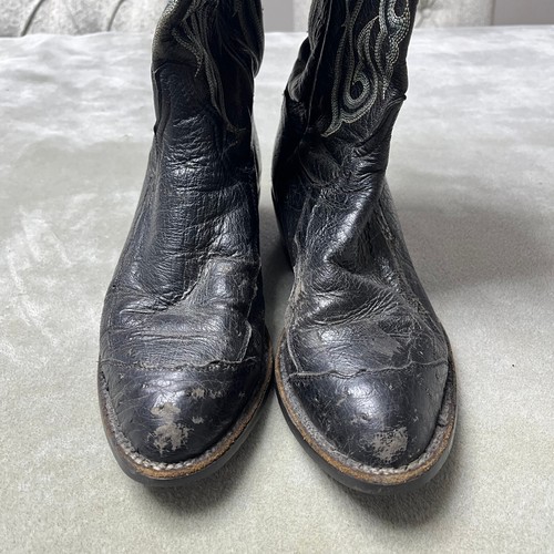 Tony Lama Boots Men's Size 8 D Black Western Cowboy Full Quill Ostrich USA Made - Picture 6 of 10