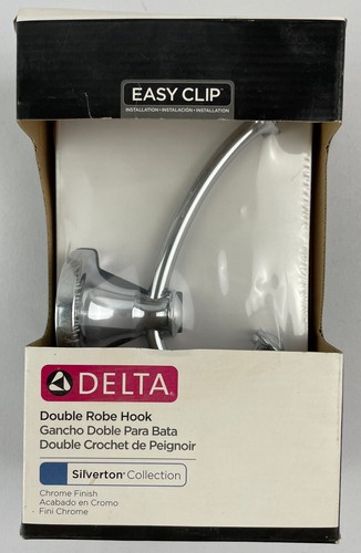Delta Double Robe Hook, Chrome Finish, Silverton Collection #132890, New in Box - Picture 2 of 3