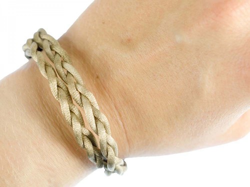 Kordel Armband Miniblings Band geflochten beige glänzend Bergsteiger Haken - Bild 5 von 6