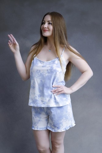 Women's Pajama Set Short Sleeve Breathable Softest Comfortable Turkish Satin ... - Picture 7 of 8