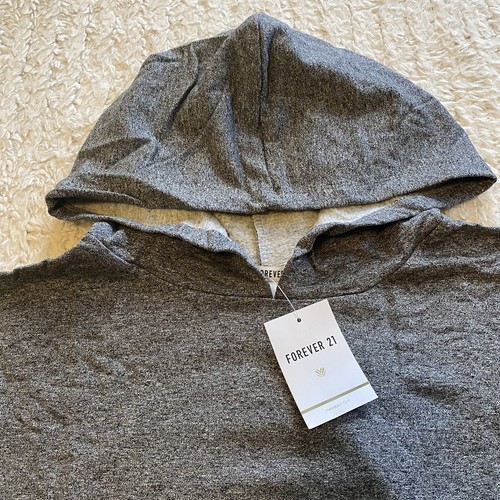 Forever 21 Crop Top Open Back Hoodie Gray Workout Gym Shirt Women’s Size XS New - Picture 3 of 8