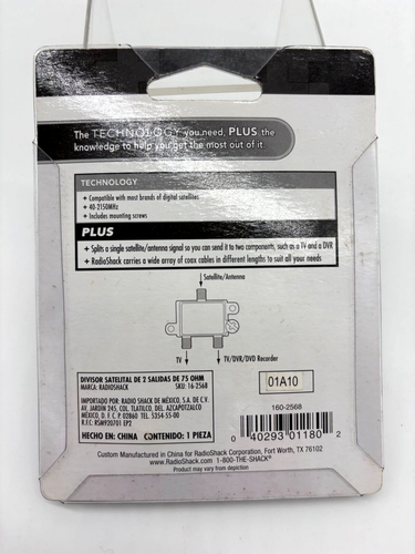 Nuevo divisor satelital bidireccional RadioShack 75 ohmios 16-2568 Technology Plus - Imagen 2 de 8