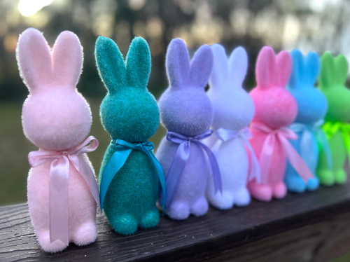 Flocked Easter Bunny Rabbit Holiday Decor Home Decoration Gift 8 Inches Tall