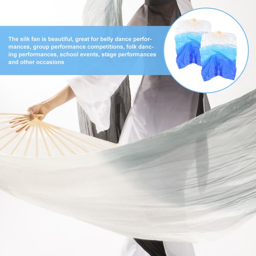 2 Pcs Dance Fan Women's Handheld Gradient Lengthened Performance - Picture 5 of 12