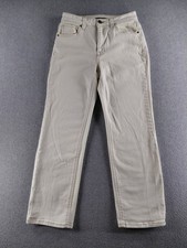 Lulus Women's Jeans Size 24 Cream Straight Stretch 5 Pocket Mid Rise 25" Denim