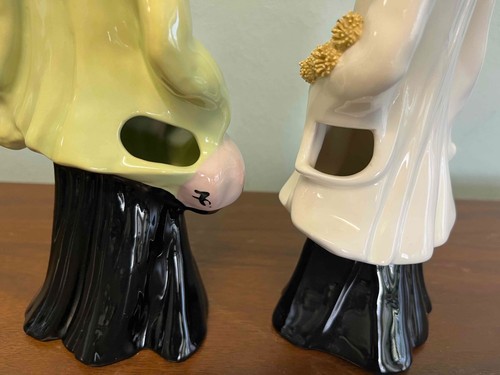 Vintage Florence Ceramics Asian Man Woman Planter Bud Vase Pair - Pasadena - Picture 7 of 12