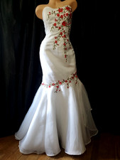 JOVANI Long Formal Dress WHITE FLORAL Prom Bridal Dinner Mermaid SMALL