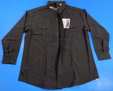 NEW BLAUER 8450 MENS LONG SLEEVE POLY WOOL ZIPPER SHIRT BLACK 16.5 x 34/35"