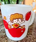 Vtg 80s APPLE DUMPLIN' Milk Glass Mug Strawberry Shortcake American Greetings