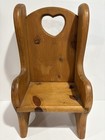 Vintage Wood High Back Chair Heart Cut Out Doll/Bear Chair/Plant Stand Country