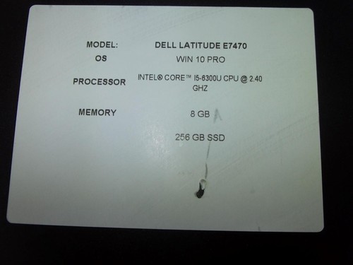 Dell Latitude E7470 14'' Core i5-6300U 2.40GHz 8GB 256GB SSD W10 Laptop (A9716) - Picture 9 of 9