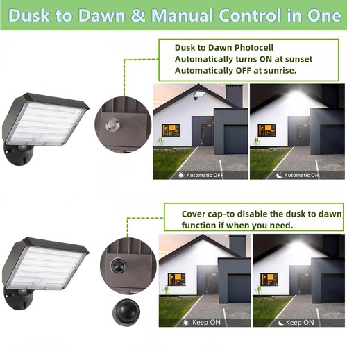 2Pack Dusk to Dawn Outdoor 100W LED Flood Light with Knuckle&Plate, 3000K/400... - Picture 4 of 7
