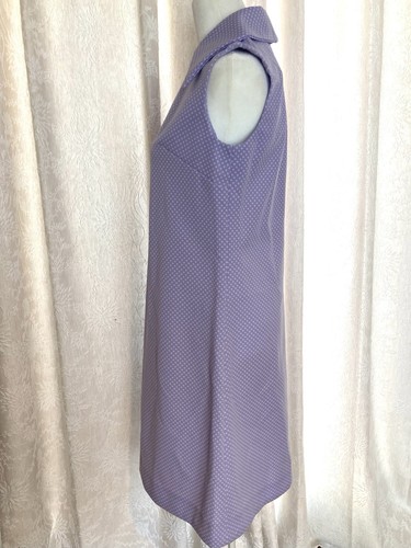 Vestido Vintage Años 60 Línea A Cambio Mod Lavanda Lunares Cuello Punta Talla M/L - Imagen 3 de 19