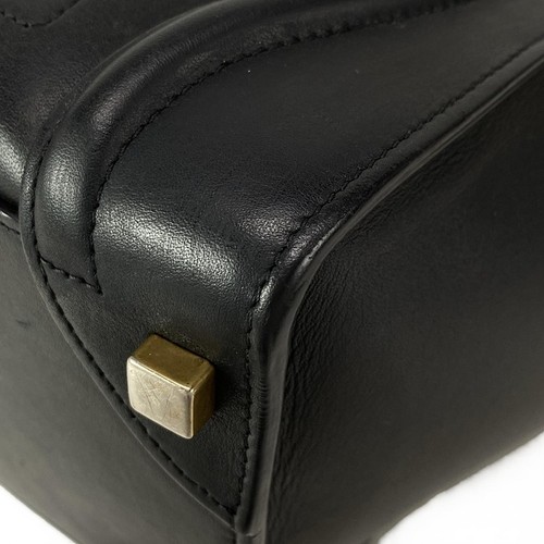 Auth CELINE Luggage Micro Shopper - Black Leather Handbag - Picture 6 of 20