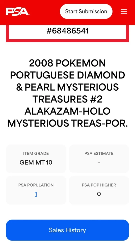 2008 Alakazam Holo D & P Mysterious Treasures Portuguese PSA 10 POP 1! - Image 3 of 3