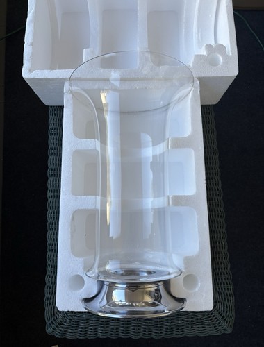 Lauren Ralph Lauren ELLA 17,5" Hurricane Kerzenhalter Silberfarben Sockel Verpackt - Bild 2 von 14