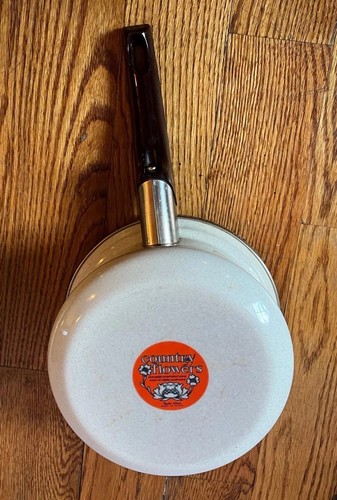 Vintage Sanko Ware Pans Country Flowers Enamel Cookware 5 Pc Set Japan Retro - Picture 9 of 23
