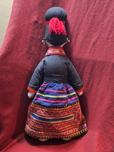 Doll Porcelain Vintage Hill Tribe  of Thailand  16" Fabric and Porcelain Face - Picture 20 of 23