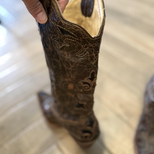 Botas Corral para mujer talla 8 marrón envejecido vaquero occidental punta corta incrustación 70797 - Imagen 16 de 24