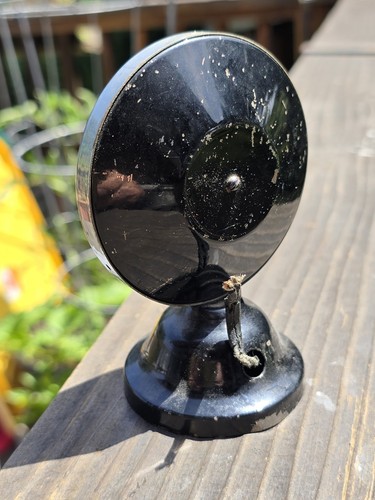 Vintage Antique Microphone 4.25" Tall 3" Wide Push Button Mike Brass Grill - Zdjęcie 3 z 4