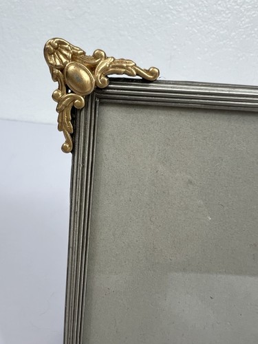 Ornate Art Deco Free Standing Photo Frame 5"X3.5" Silver with Gold Accents - Picture 2 of 7