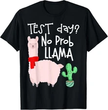 Test Day No Prob Llama Teachers' Kids Boys Girls Novelty T-Shirt