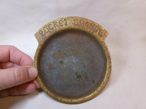Antique Brass Pocket Change Trinket Coin Dish Valet Tray - Picture 2 of 3