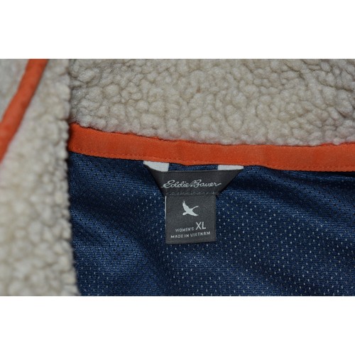 Eddie Bauer Fleece Jacket Vest Plush Mens Size XL Camping Hiking Polyester Tan - Picture 7 of 8