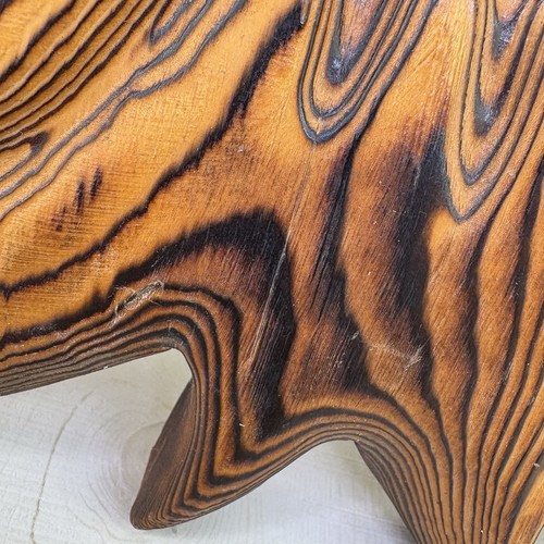 Vintage Holz Eule Wandbehang Cryptomeria MCM 3 Eulen im Baum Filzaugen 16 Zoll - Bild 5 von 12