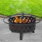 30 in Steel Crossweave Fire Pit with Spark Screen - Black by Sunnydaze