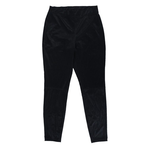 Hue Women's Distressed Leggings Pull On Polyester Bottoms Matte Black Large New - Picture 1 of 2
