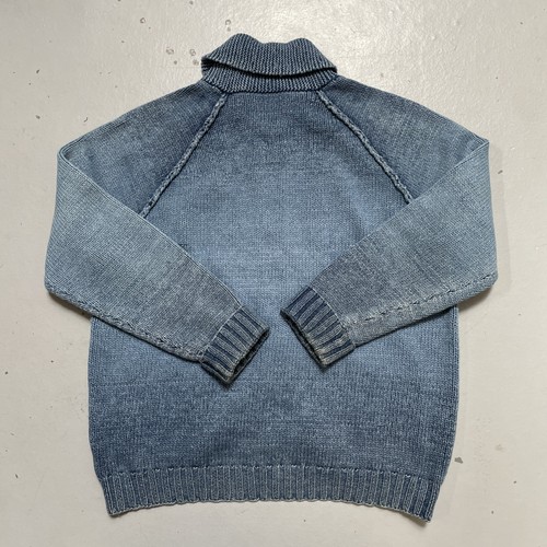 Vintage LRL Lauren Ralph Lauren Shawl Knit Full Zip Indigo Sweater Jacket XL - Picture 7 of 9