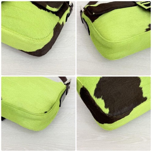 Bolso de Hombro FENDI Baguette Pelo de Poni Cuero Verde Vintage - Imagen 6 de 12