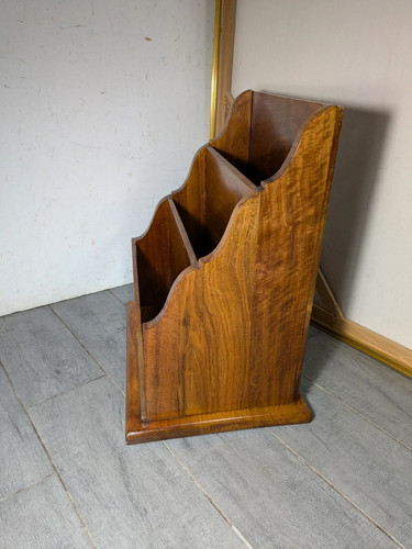 Vintage Rustic Carved Wood Letter Newspaper Magazine Rack Stand | BEST GIFT - Picture 10 of 12