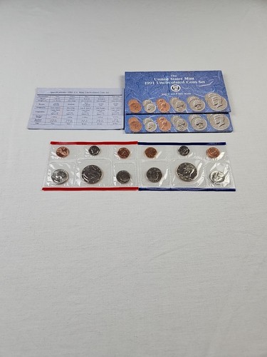 1991 New Mint Set Uncirculated 10 Coin Set Philadelphia And Denver With COA