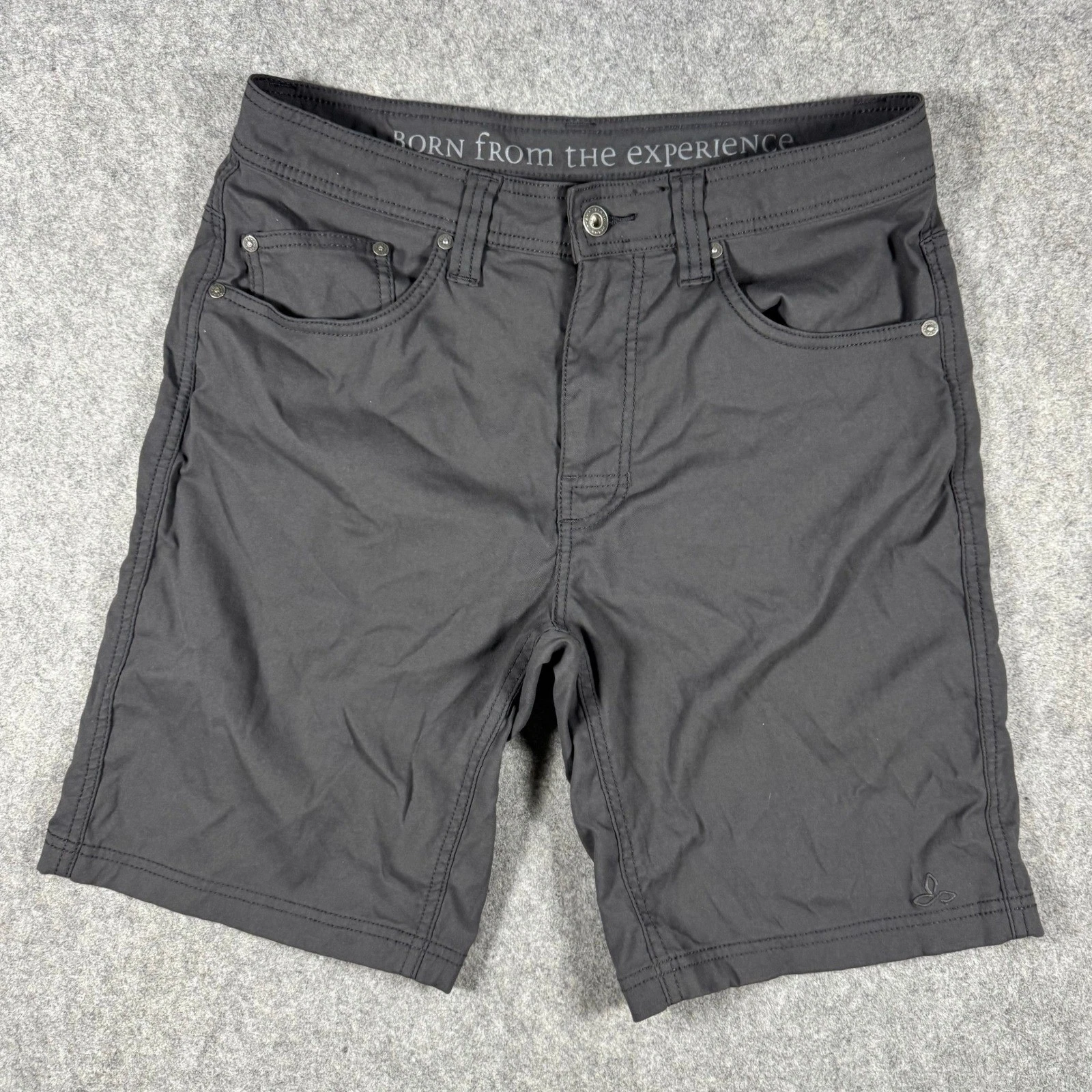 prAna Shorts Mens 31 Charcoal Grey Zion Hiking Outdoor 9 Inch Inseam Stretch