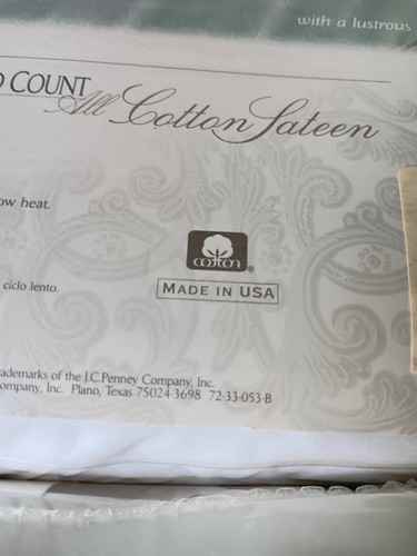 New Vintage JC Penney Fitted & Flat Sheet Set Sateen 230 Thread Twin Sheets USA - Picture 6 of 12