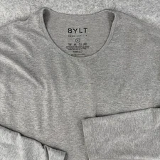 BYLT Men's Drop-Cut Long Sleeve Shirt Gray Medium Performance Stretch Casual Tee
