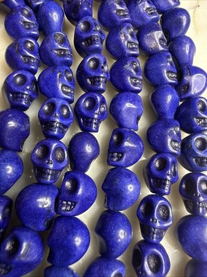 Hank (360) Howlite Blue Skull Beads Stone Natural Beads 10mm 9 Strands 40 beads