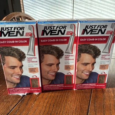 Just For Men No Mix Comb In Hair Color #A-30 LIGHT MEDIUM BROWN-Lot Of 3