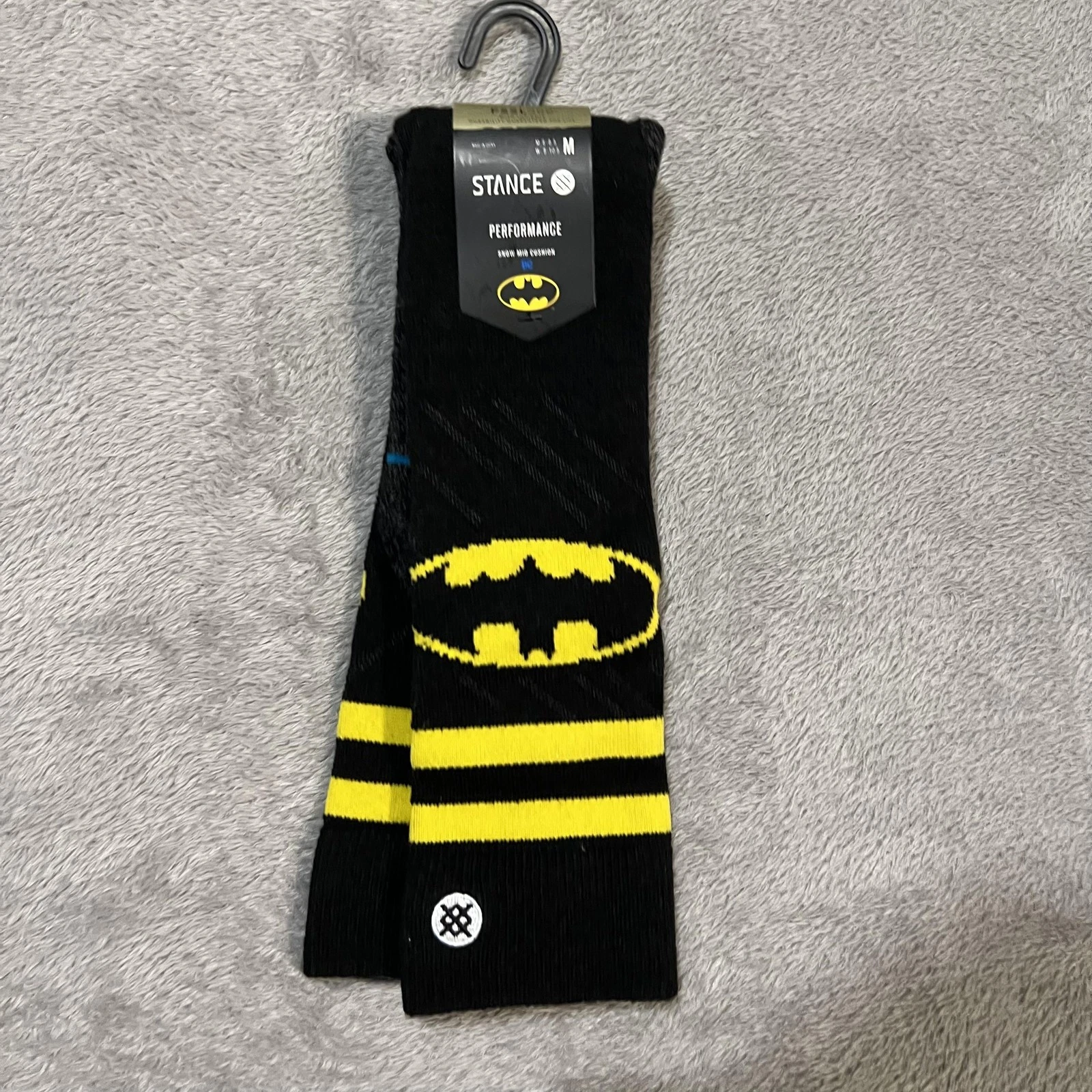 Stance Performance Batman Snow Socks Mens Medium Black Over Calf Wool Ski