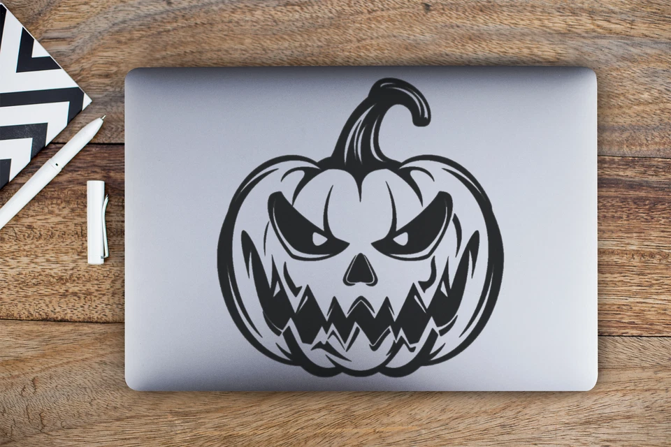 Calcomanía de vinilo para ventana de coche de Halloween de calabaza para teléfono portátil pegatina de parachoques aterradora Foto 4 de 4