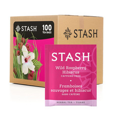 Tea Wild Raspberry Hibiscus Herbal Tea, Box of 100 Tea Bags Packaging May Vary
