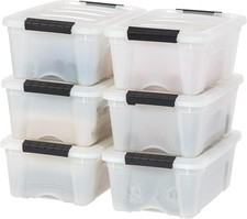 13 QT Plastic Storage Containers with Lids - 6-Pack - Pearl White