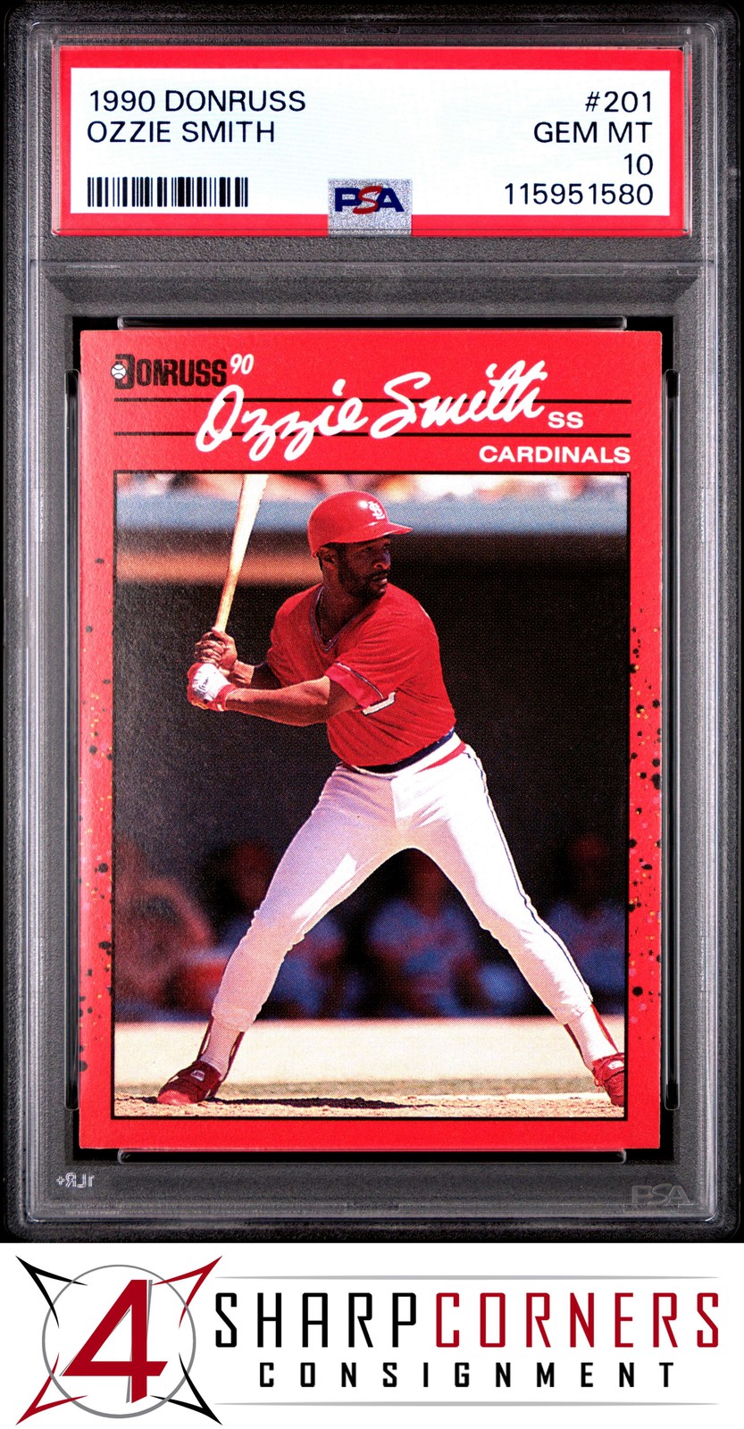1990 DONRUSS #201 OZZIE SMITH CARDINALS HOF PSA 10