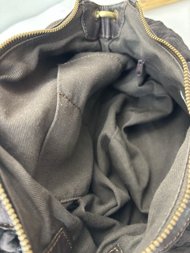 Renato Minelli italienische Schultertasche Handtasche dunkelbraun Stoff/brauner Lederbesatz - Bild 3 von 13